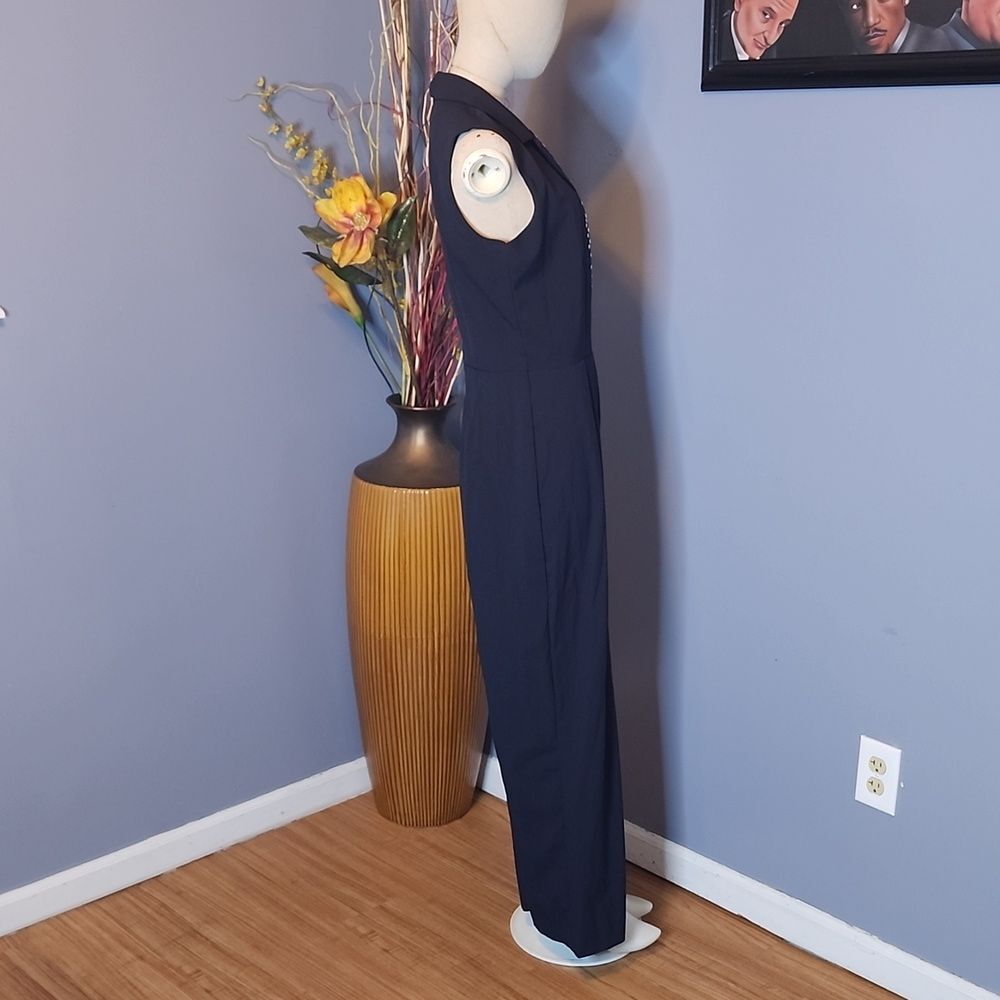 XOXO Womens Embellished Surplice Neck Jumpsuit Navy Size Large NWT - Picture 14 of 16